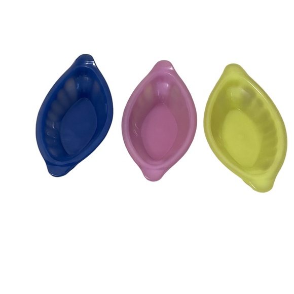 NEW Set Of 3 Plastic Yellow, Blue, Pink, Oval Serving Bowl, 500ml - Picture 2 of 5